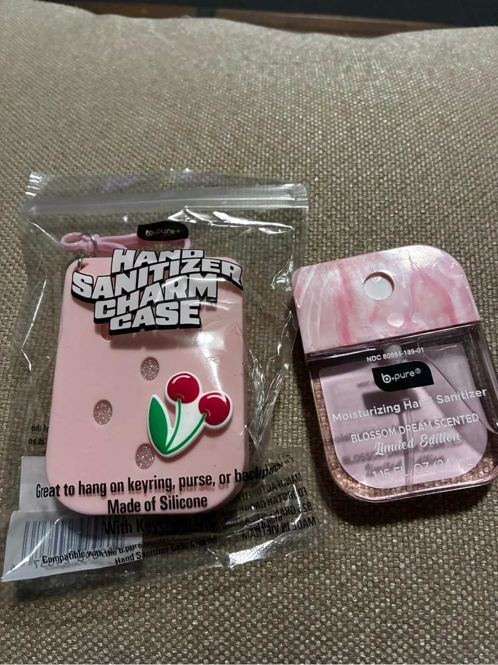 Hand sanitizer with case that you can add extra charms to
